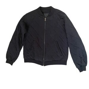 SANCTUARY Women's Medium Black Quilted Bomber Jacket Puffer soft‎ full zip